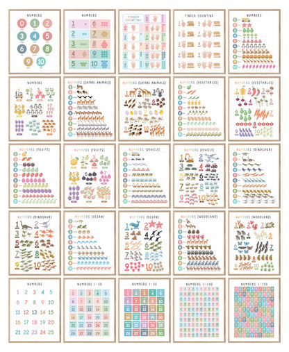Set of 225 Educational Posters, Neutral Montessori Classroom Decor, Playroom, Homeschool Learning Prints, Homeschool Printable Toddler