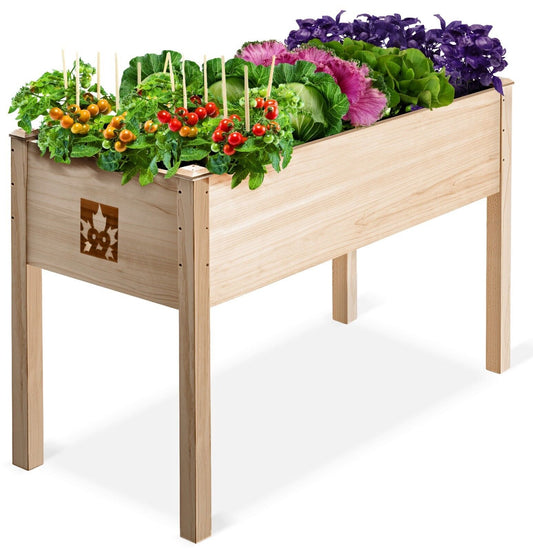Raised Garden Bed - Elevated Wood Planter Box with Bed Liner