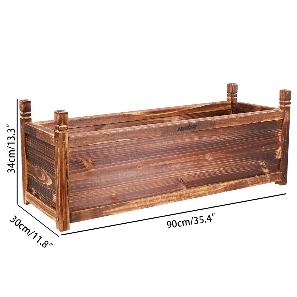 Heavy Wooden Planter Trough Planting Box Raised Garden Bed Plant Pot In/Outdoor