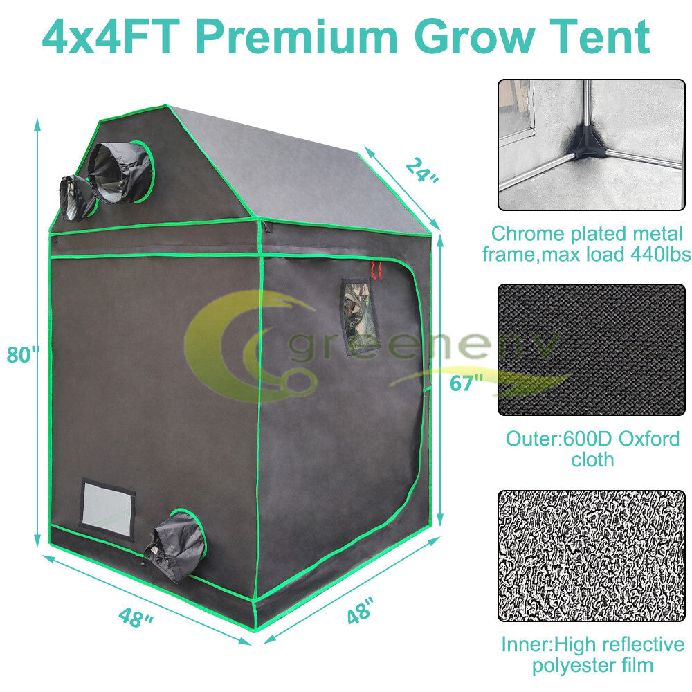 48"x48"x80" Complete Grow Tent Kit w/LED Full Spectrum Grow Light & Fan & Filter