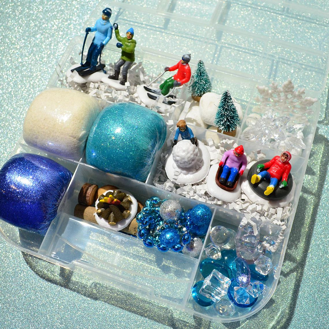 Ski Trip/Going Tubing Playdough Kit, Sensory Bin, Montessori, Busy Box, Sensory Kit, Sensory toy, Play dough Kit, Gifts for kids