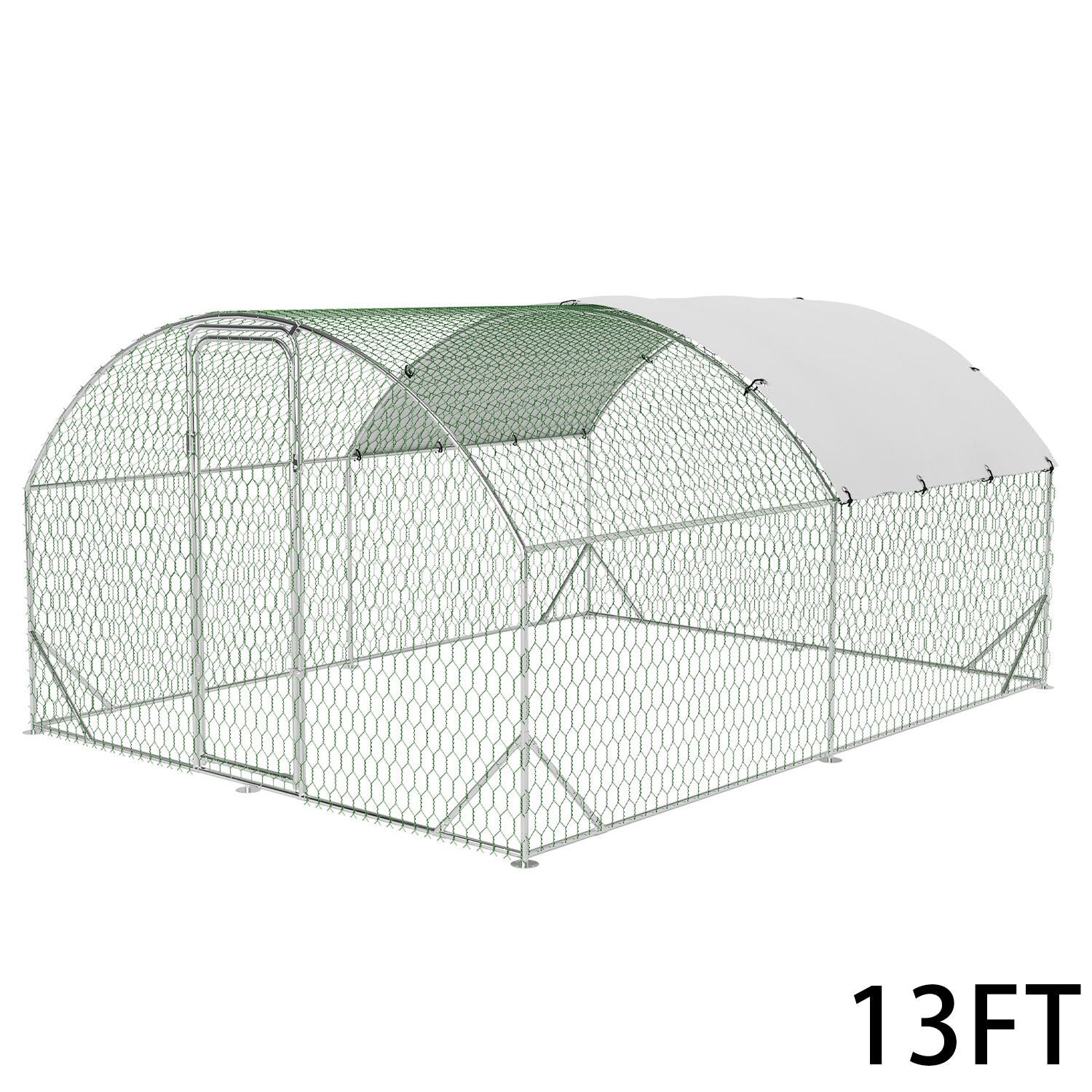 20 x10 ft Walk-in Metal Chicken Coop Poultry Cage Pet House w/ Chicken Run Cover