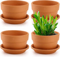 4 Pack Terracotta Pots with Saucer, 6 Inch Large Terra Cotta Plant Pot with Drainage Hole, Clay Flower Planter Pot with Tray for Indoor Outdoor Plant