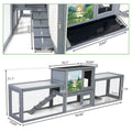 COZIWOW 94'' Large Wooden Rabbit Hutch with Pull Guinea Pig House Chincken Coop