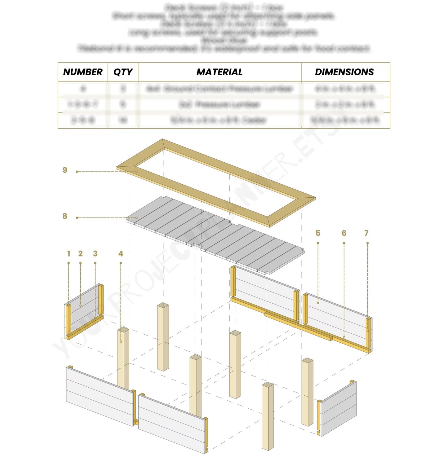 Raised Garden Bed Plans - Cedar Planter Box - DIY Cedar Elevated Planter - Raised Bed Plans - PDF for Vegetables, Herbs, Flowers