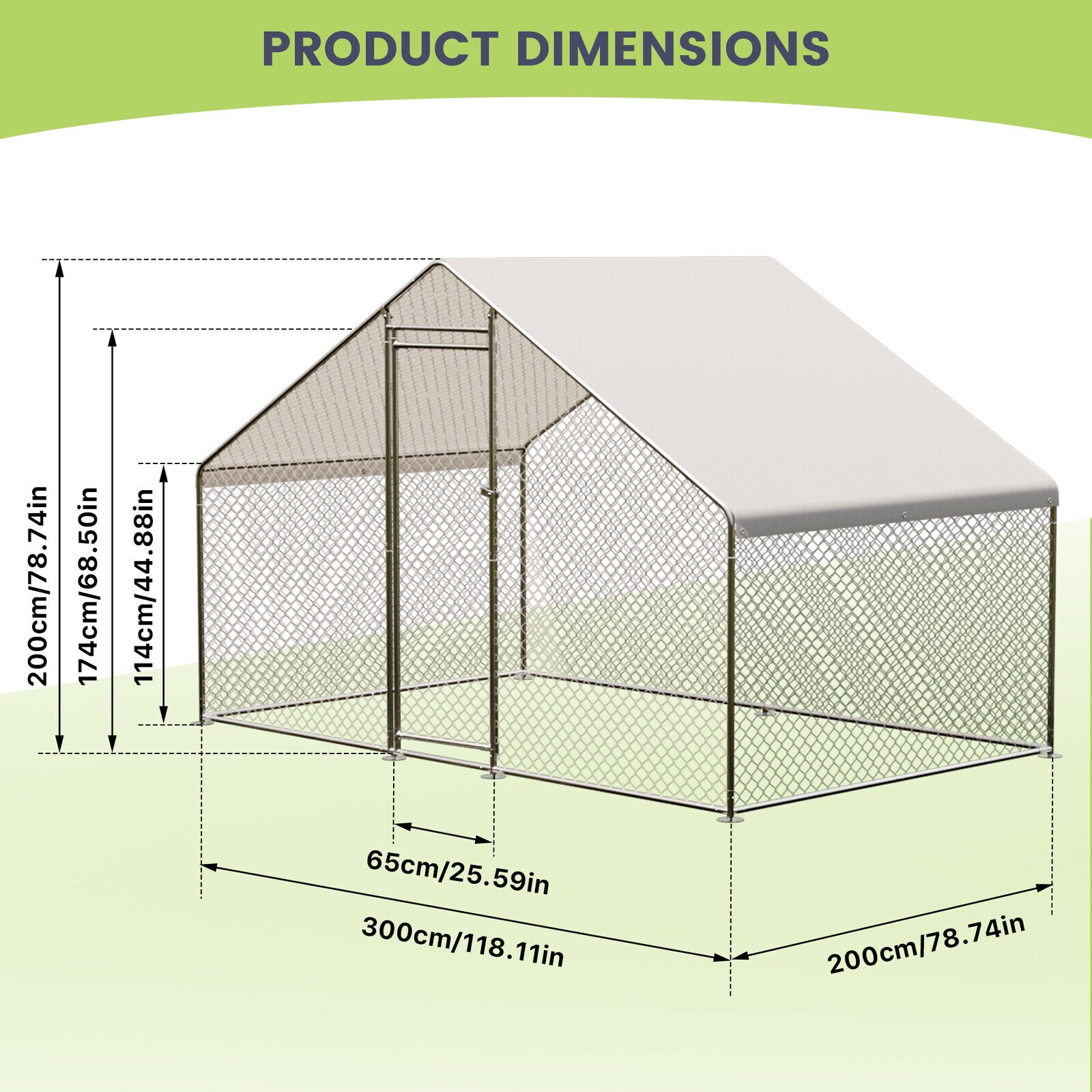 20FTx10FT Walk-in Chicken Coop Poultry Cage Hutches Pet House Chicken Run Cover