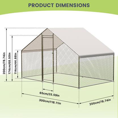20FTx10FT Walk-in Chicken Coop Poultry Cage Hutches Pet House Chicken Run Cover