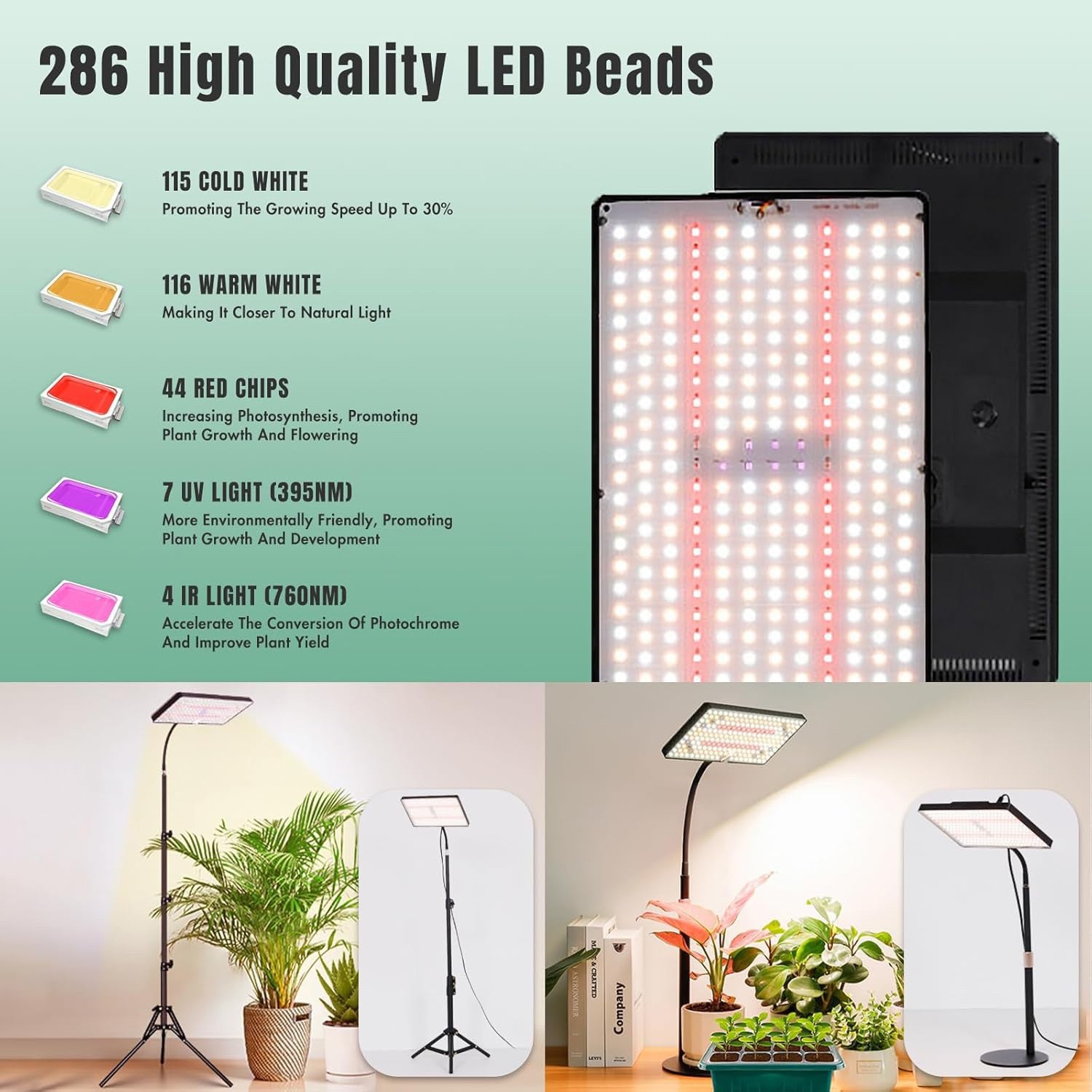 Grow Lights for Indoor Plants Full Spectrum with Stand LED Standing Plant Lights