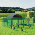 Heavy Duty Metal Chicken Coop Outdoor Metal Walk-in Hen House w Waterproof Cover
