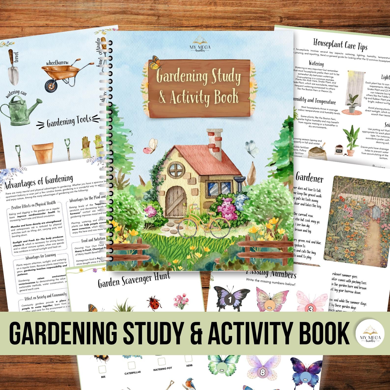 Gardening Activity Book Printable for Kids Garden Study Nature Unit Early Learning 115 Pages Science Literacy Math