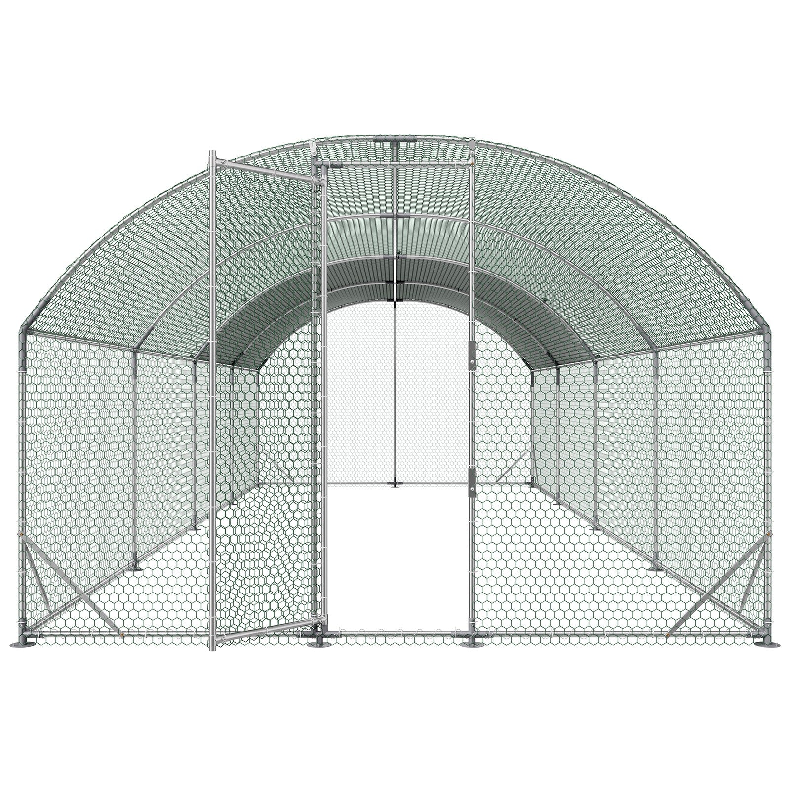 Uimoso Large Metal Walk-in Chicken Coop with Dome Roof, 9x25x6.6 ft Poultry Run