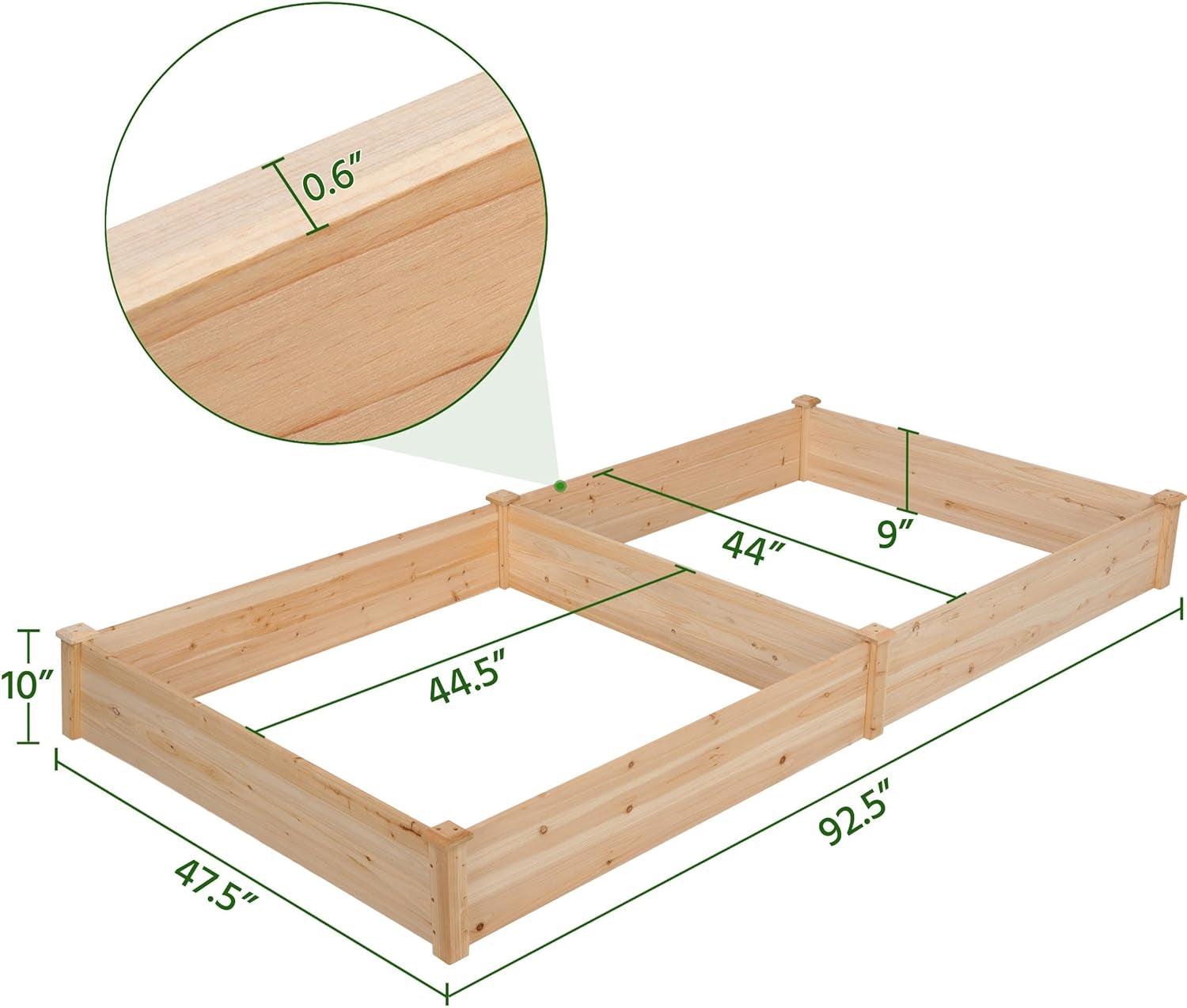 8×4ft Wooden Horticulture Raised Garden Bed Divisible Elevated Planting Planter Box for Flowers/Vegetables/Herbs in Backyard/Patio Outdoor, Natural Wood, 93 x 48 x 10in