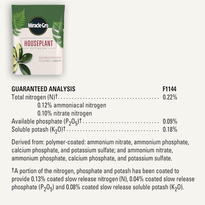Houseplant Potting Mix: Fertilized, Perlite Soil for Indoor Gardening, Designed to Be Less Prone to Gnats, 4 qt.