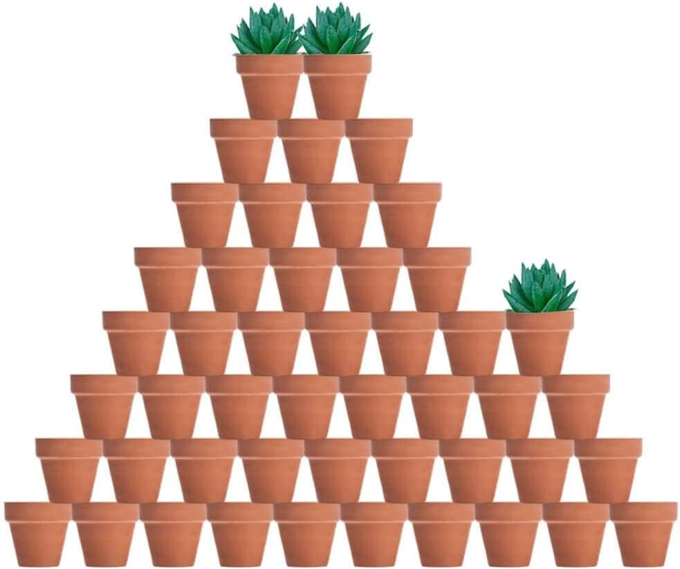 48 Pcs 2" Tiny Terracotta & Terra Cotta Pots with Drainage - Small Mini Clay Ceramic Pottery Planter Ideal for Indoor/Outdoor Plants, Crafts, Wedding Favors