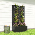 Metal Raised Garden Bed with Trellis, Outdoor Planter Box