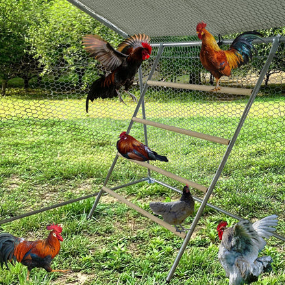 Chicken Perch Set for Chicken Coop, Chicken Roosting Ladder Sturdy and Easy Assembly Galvanized and Log Material, Chicken Roost Perfect for Backyard Poultry Funny Chicken Toys (40" W x 55" H)