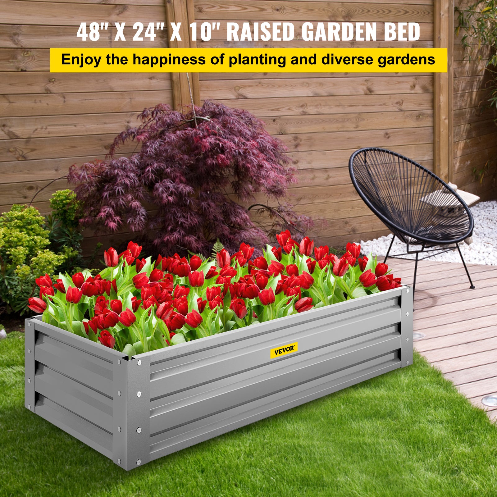 VEVOR Galvanized Raised Garden Bed Planter Box for Plant Flower Vegetable