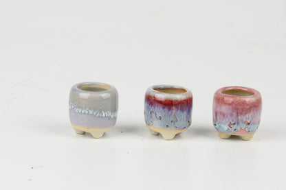 Super mini thumb size ceramic planter set, baby lithops pot, cactus pot, succulent pot, minimalist pot, thick pot, indoor planting pot
