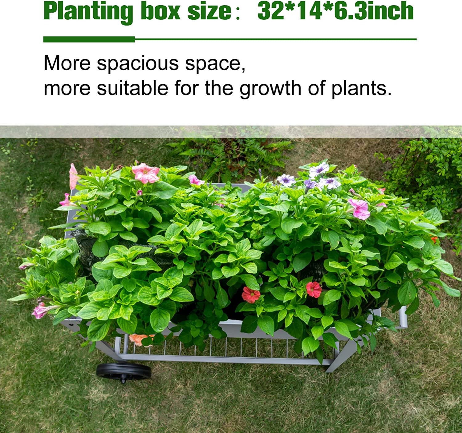 Raised Garden Bed on Wheel Outdoor Elevated Planter Box for Flower Vegetables
