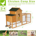 80'' Chicken Coop with Wheels,Mobile Chicken House for 2-4 Chickens w/Nest box