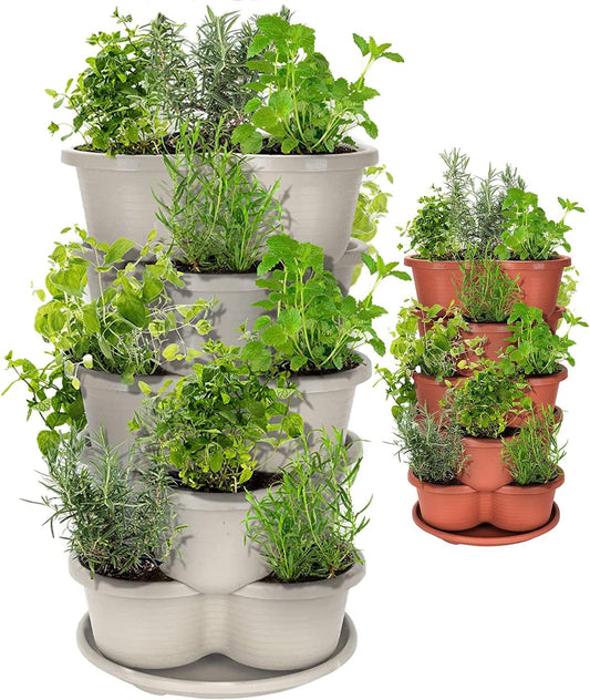 Stackable Planter, Vertical Oasis Tiered Garden Planter, Grow Vegetables, Herbs, and Succulents with Ease