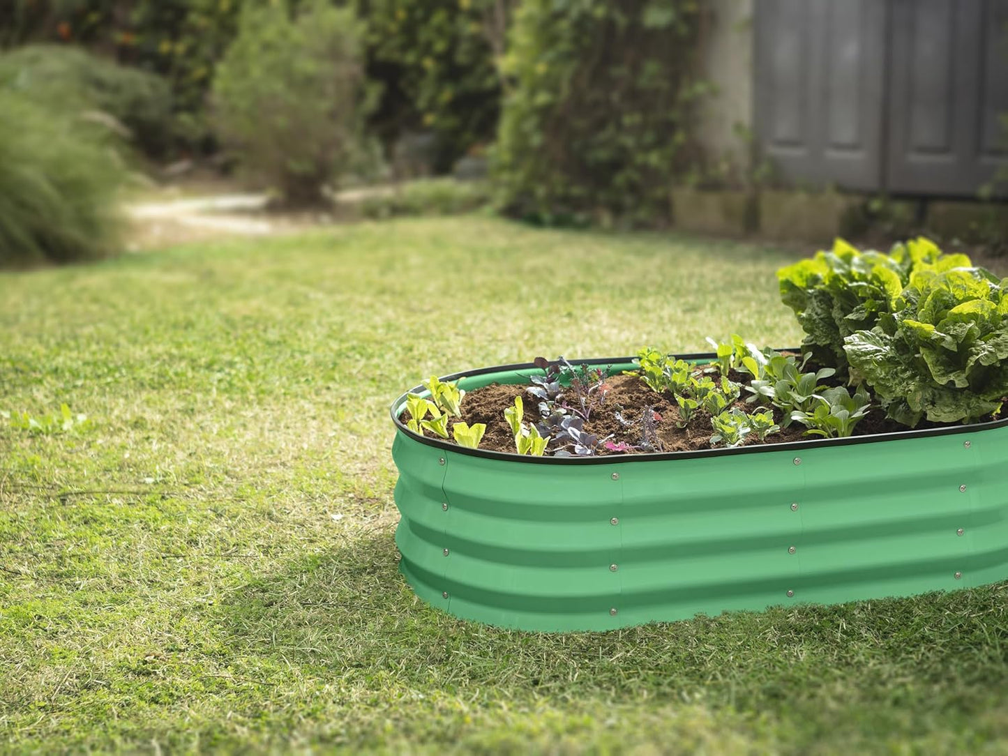 Galvanized Raised Garden Beds Outdoor // 4×2×1 ft Planter Raised Beds for Gardening, Vegetables, Flowers (Light Green) // Large Metal Garden Box