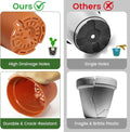 10 Pack 6 Inch Plant Pots with Drainage and Saucers, Plastic Flower Pots for Indoor and Outdoor Plants, Stackable Nursery Planters for Houseplants and Herbs, Terracotta