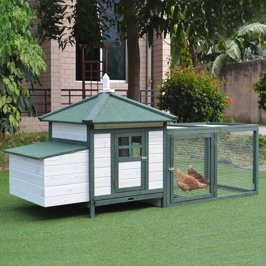 Chicken Coop Hen House /w Cottage Style, Green