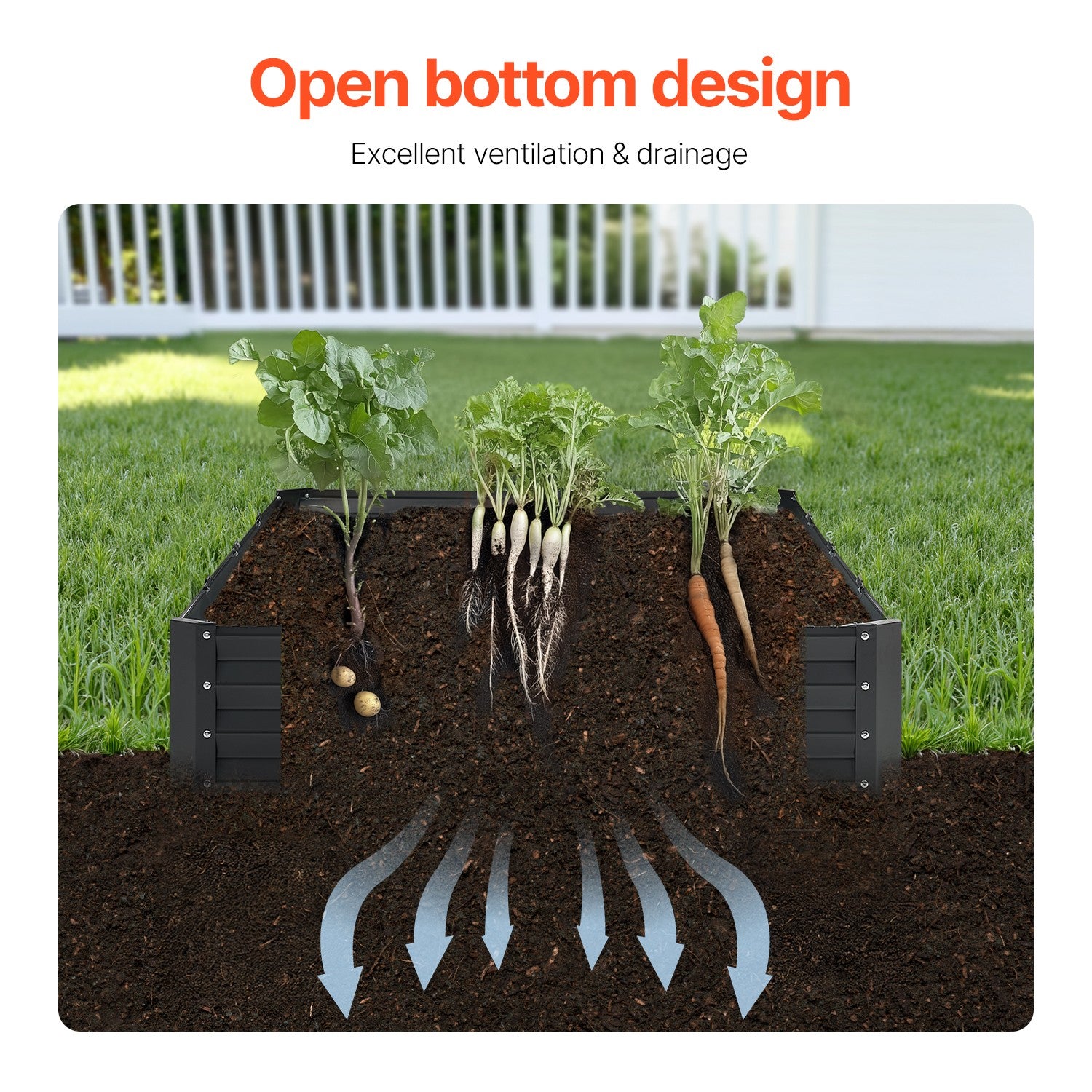 Metal Raised Garden Bed 8x4x1 ft Outdoor Galvanized Planter Box Dark Gray