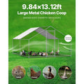 Metal Chicken Coop 9.8x13.1x6.5 ft Walk-in Chicken Run with Cover Spire Roof