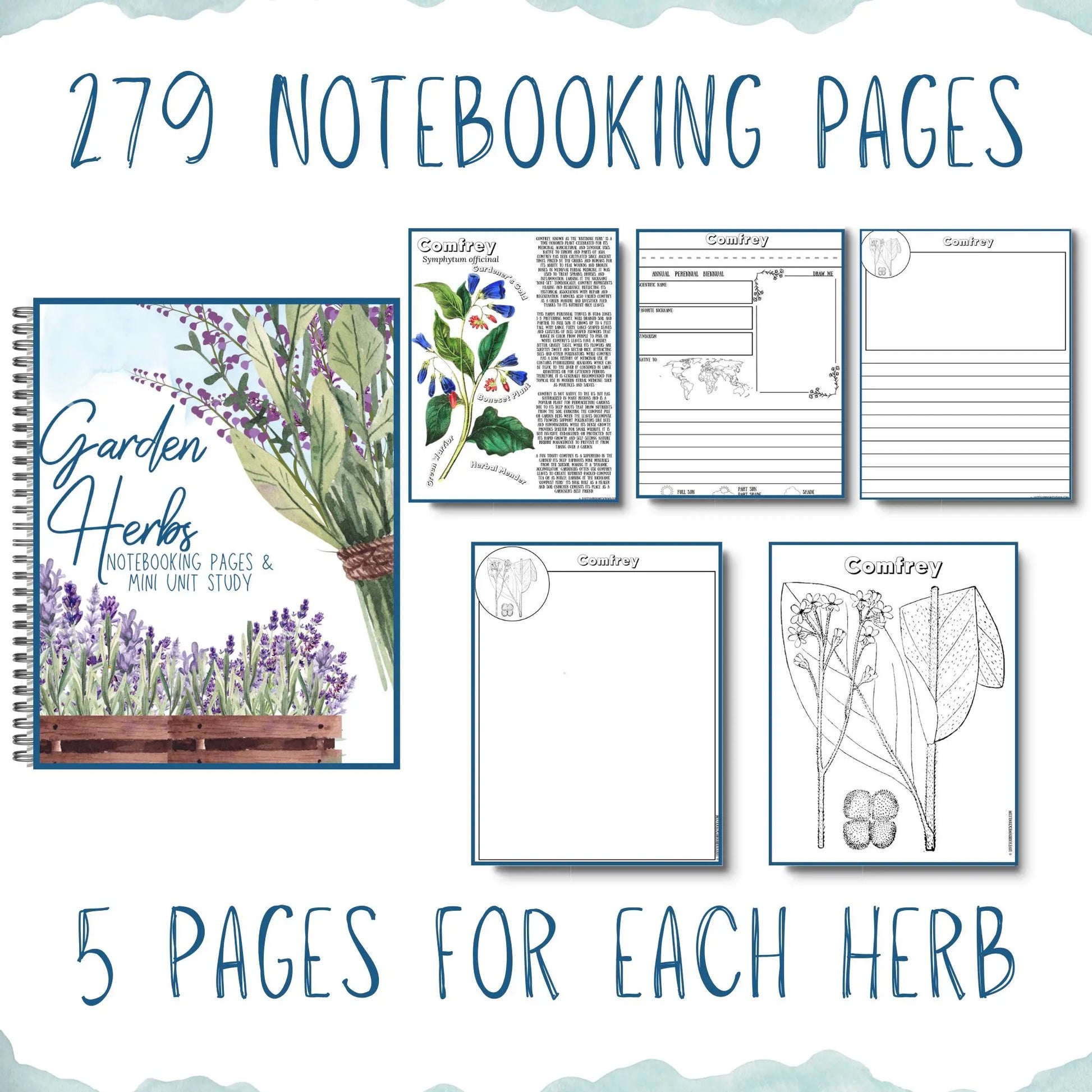 HUGE Homeschool Garden Herbs Notebooking Journal 266 Pages Homeschool Nature Botany Mini Unit Study Coloring Pages Flashcards Curriculum