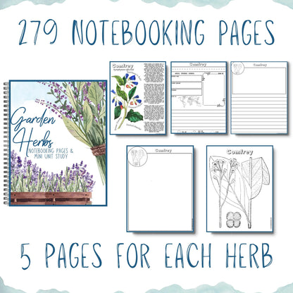 HUGE Homeschool Garden Herbs Notebooking Journal 266 Pages Homeschool Nature Botany Mini Unit Study Coloring Pages Flashcards Curriculum