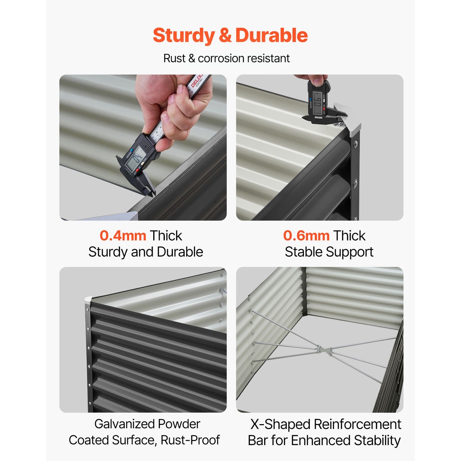 Uimoso Metal Raised Garden Bed Galvanized Planter Box 6x3x2 ft Gray for Outdoors