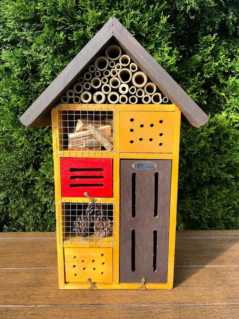 Holiday Pollinator Hotel Multi room House - Leaf Cutter & Mason Bees Insect Habitat Native Gardens Organic Gardening Gardener Nature Gift