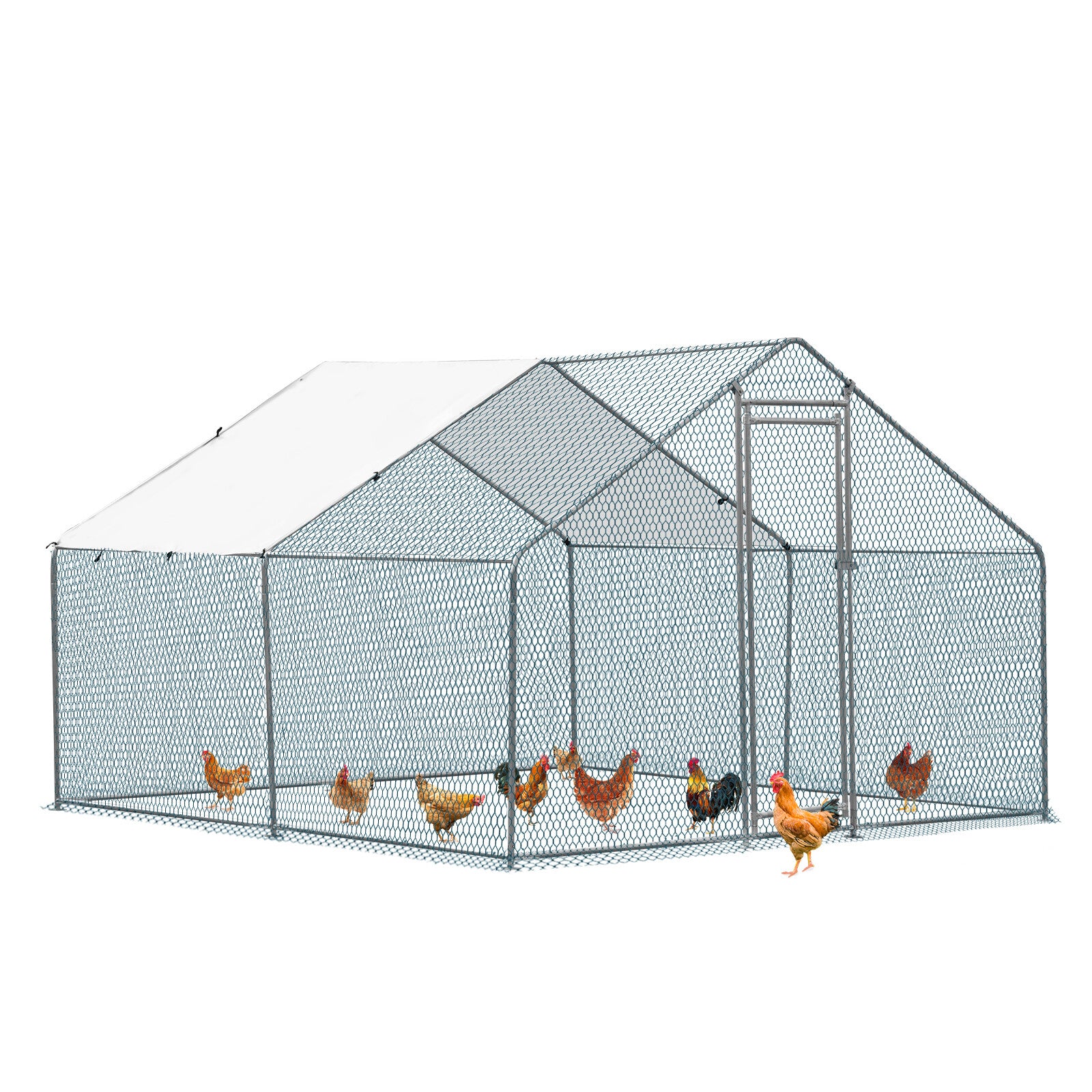 10 x 10FT Metal Walk In Chicken Coop Run Cage Rabbit Hutch Hen House Enclosure