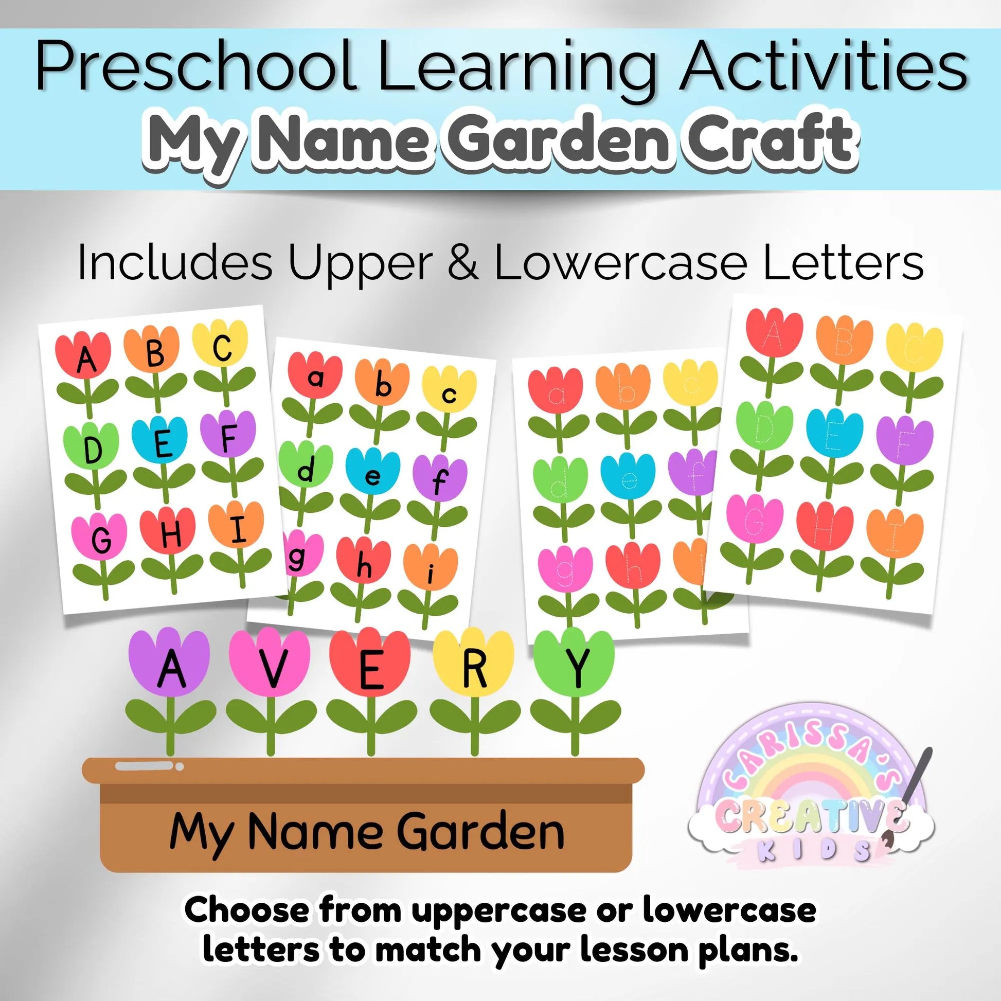 Spring Preschool Name Tracing Activity | Craft Kit For Kids | Homeschool Worksheet Printable | Toddler Busy Book | Sunday School Craft Idea