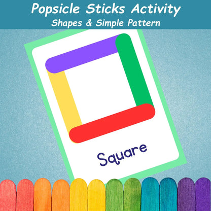 Popsicle Sticks Shapes Activity | Kids Learning Shapes & Patterns | Montessori Shapes Activity | Preschool Printables | Homeschool Resources