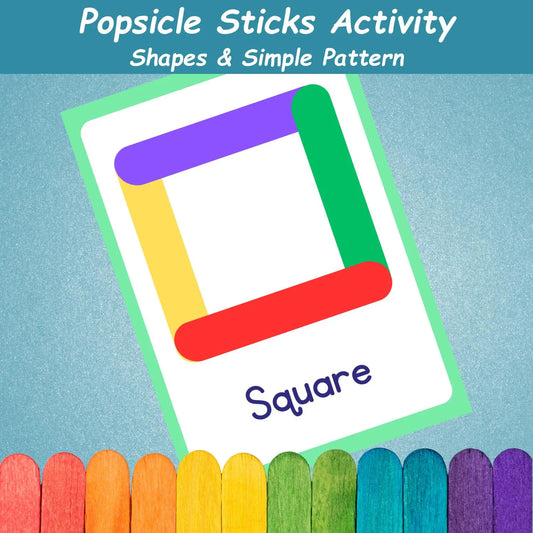 Popsicle Sticks Shapes Activity | Kids Learning Shapes & Patterns | Montessori Shapes Activity | Preschool Printables | Homeschool Resources