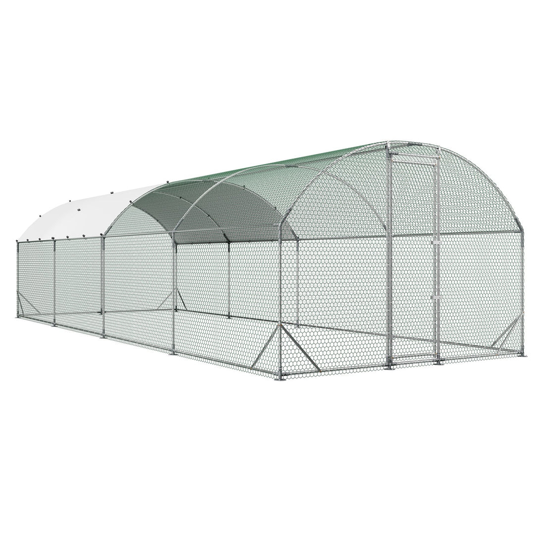Uimoso Large Metal Walk-in Chicken Coop with Dome Roof, 9x25x6.6 ft Poultry Run