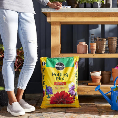 Potting Mix, For Container Plants, Flowers, Vegetables, Annuals, Perennials, Shrubs, Feeds for up to 6 Months, 16. qt., 2-Pack