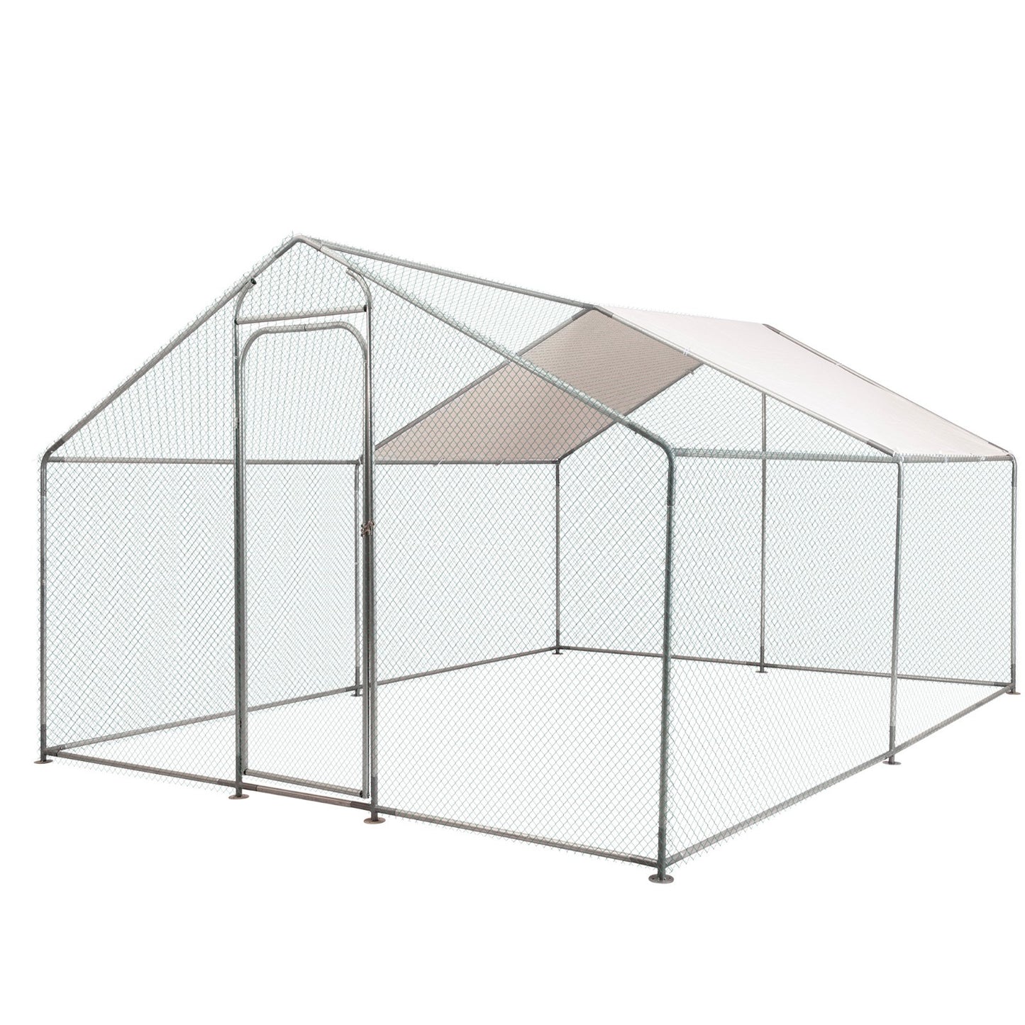 Large Metal Chicken Coop,Walk-in Hen House w/Cover,Poultr