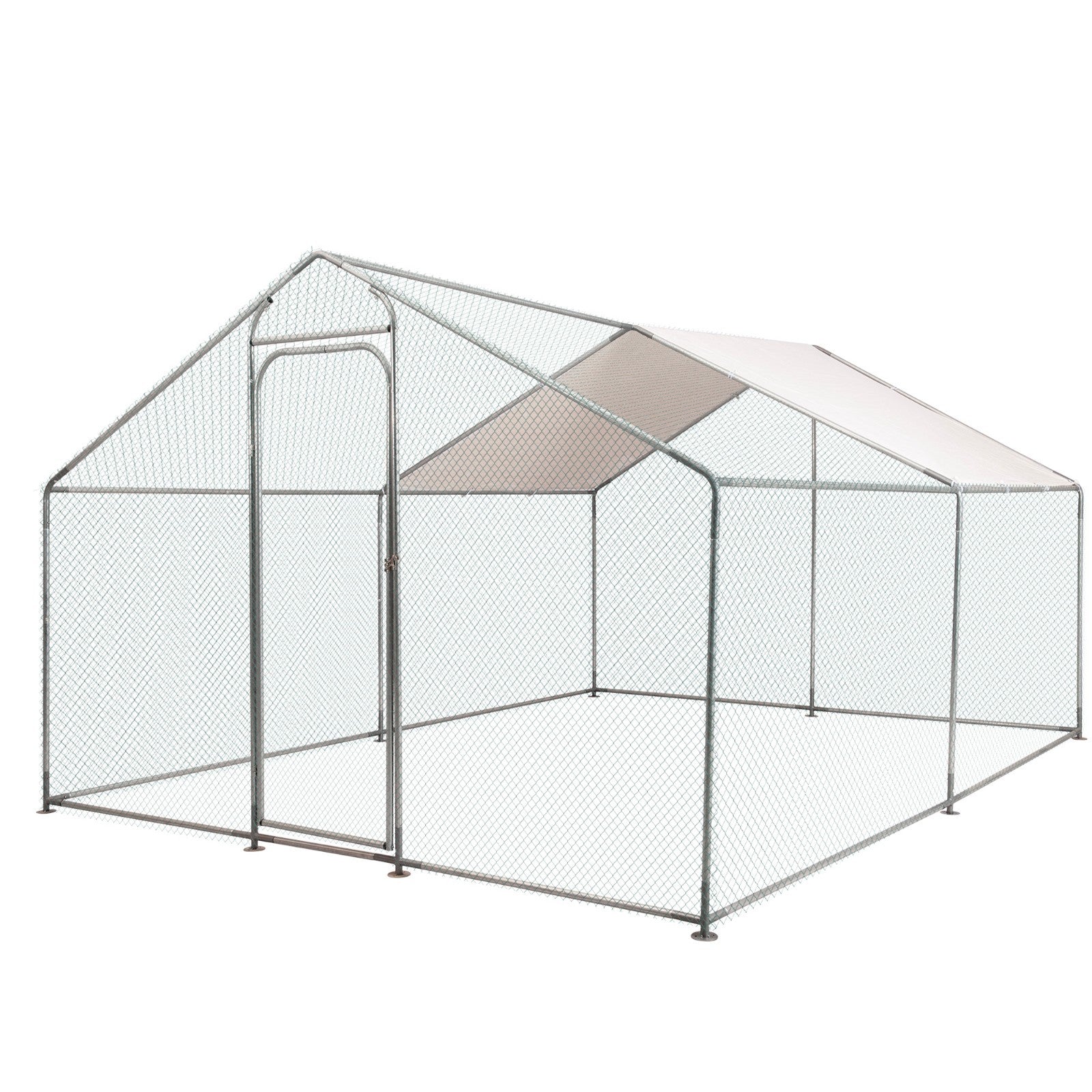 Large Metal Chicken Coop,Walk-in Hen House w/Cover,Poultr