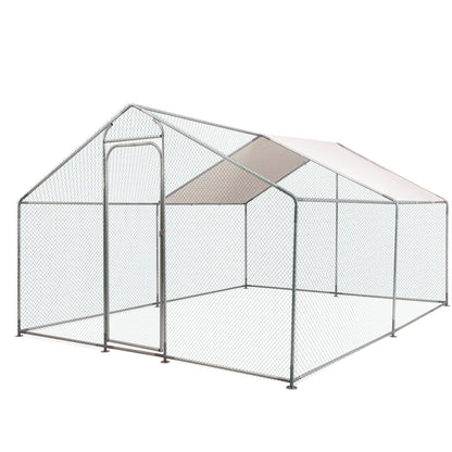 Large Metal Chicken Coop,Walk-in Hen House w/Cover,Poultr