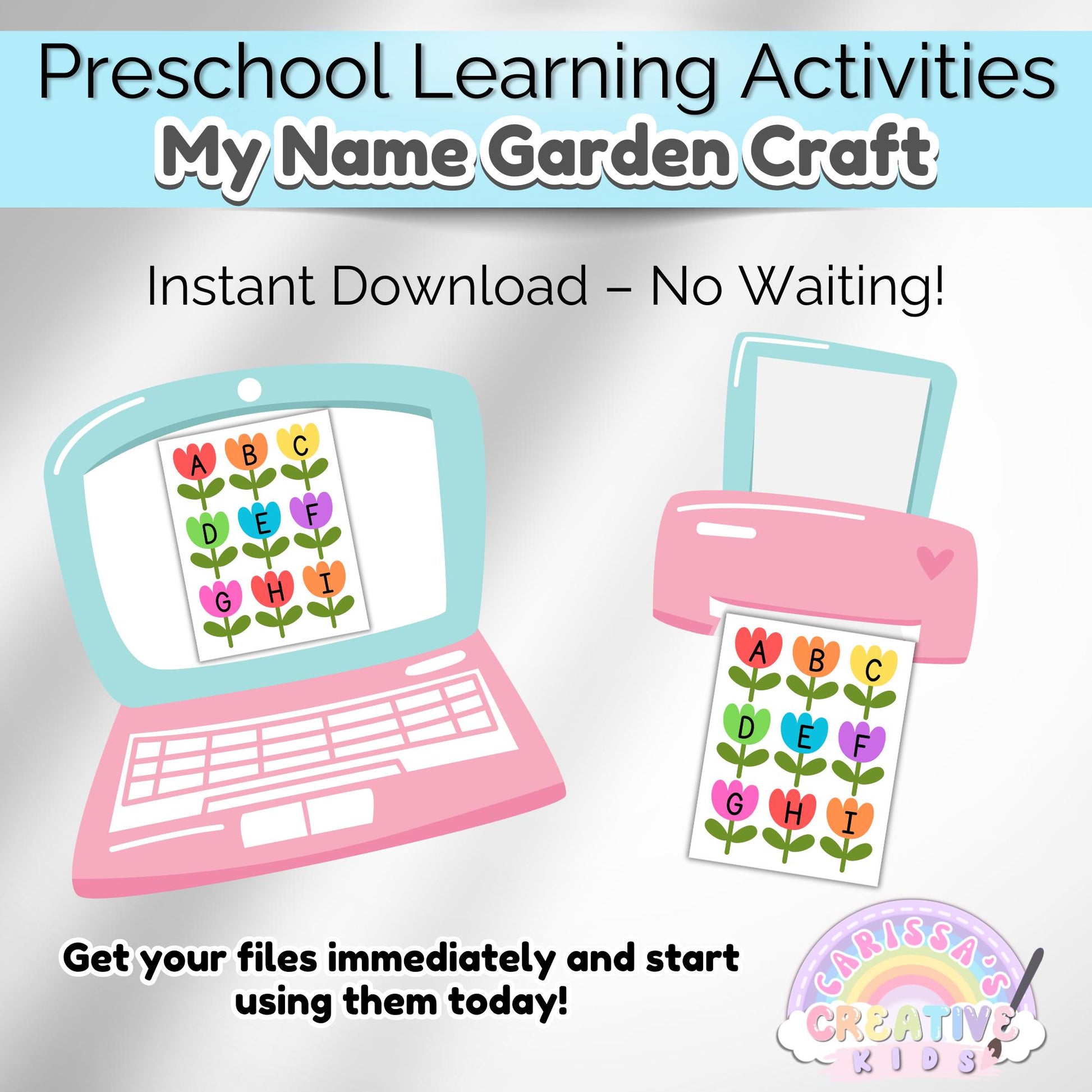 Spring Preschool Name Tracing Activity | Craft Kit For Kids | Homeschool Worksheet Printable | Toddler Busy Book | Sunday School Craft Idea