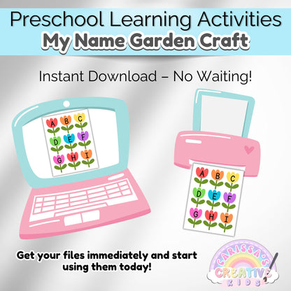 Spring Preschool Name Tracing Activity | Craft Kit For Kids | Homeschool Worksheet Printable | Toddler Busy Book | Sunday School Craft Idea