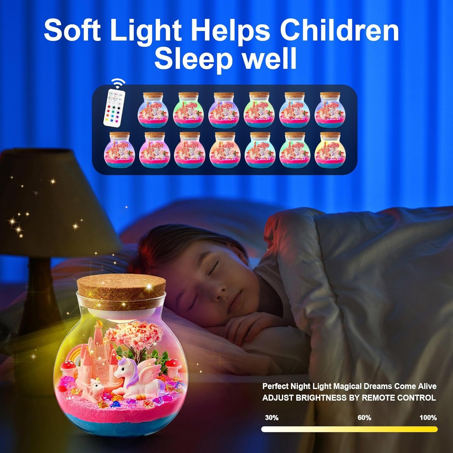 Light-Up Unicorn Terrarium Kit for Kids: Birthday Gifts for Girl Ages 4 5 6 7 8-12 Year Old Girl Gift Unicorn Toys for Girls Age 4-6 Easter Gifts for Kids - Arts and Crafts for Kids (Unicorn)