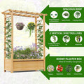 SLSY Raised Garden Bed with Trellis Wood Planter Box w/Hanging Roof Side Trellis