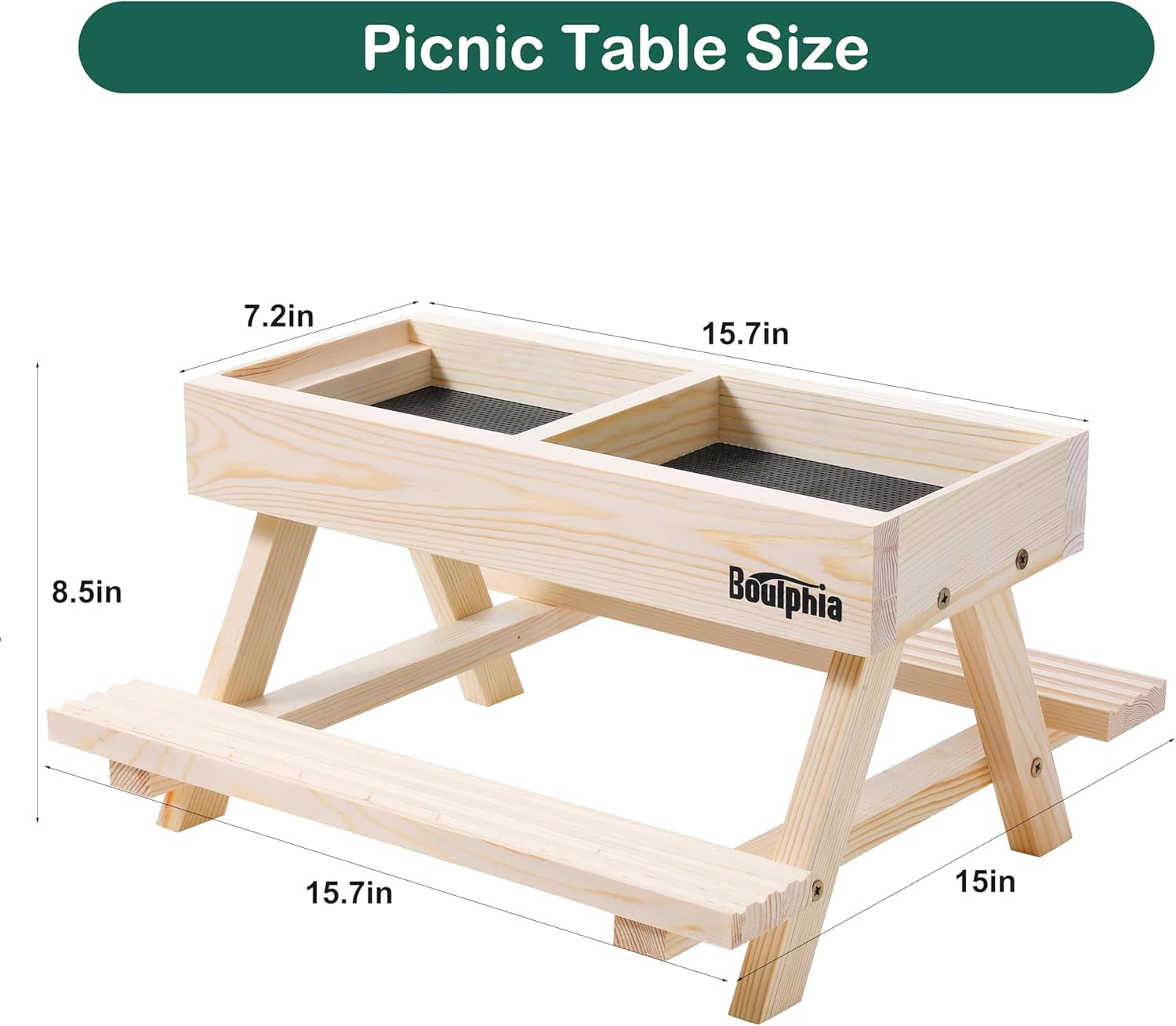 Chicken Feeders and Waterers, Chicken Feeder No Waste Kit with Picnic Table and 2 Water Feeder, Handmade Wooden Chicken Supplies & Accessories for Chicken Coop