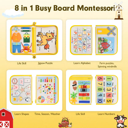 Farm Felt Busy Board: Montessori Fine Motor Skills Toy
