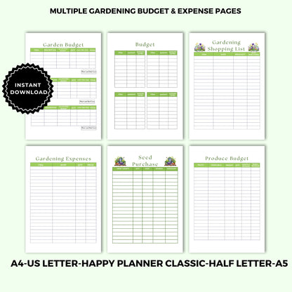 Printable Garden Planner |Garden Organizer | Square Foot Garden Planner | Plants Records | Gardening Checklist | Inventory | Plant Planner